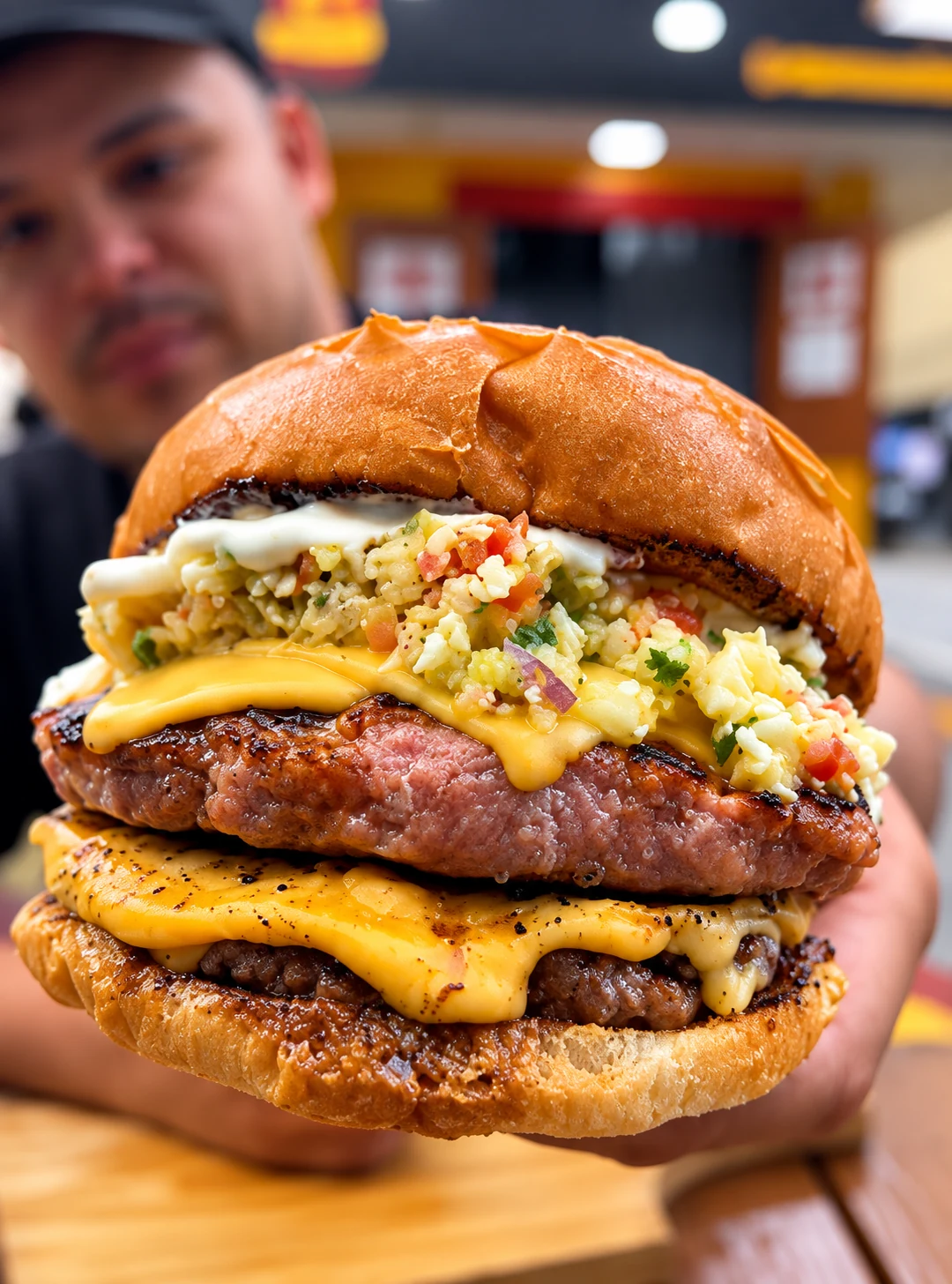 Hambúrguer artesanal PontoCerto com carne e queijo